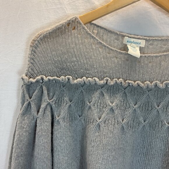 Sundance Mohair Sweater Size S Delicate Gray Lightweight Sequins‎ embellished - Picture 2 of 8